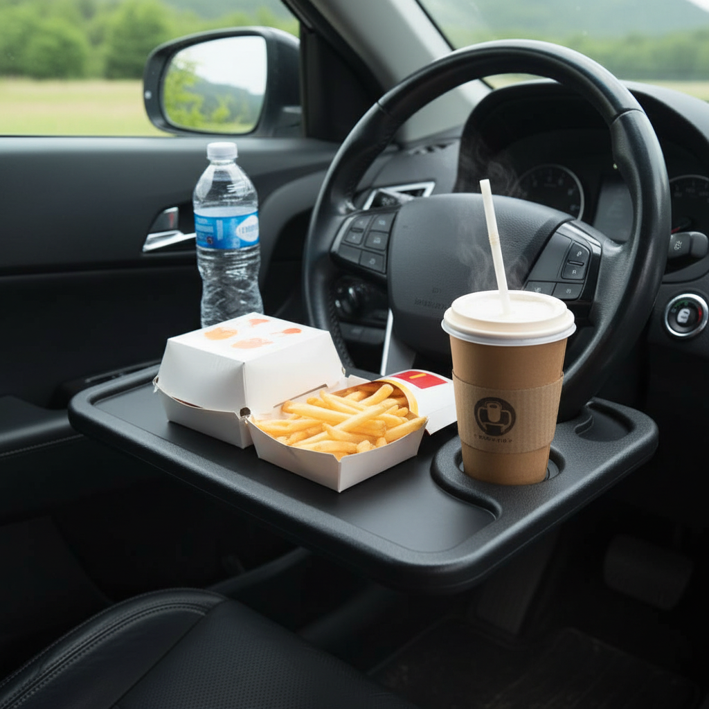 Car Steering Wheel Desk Tray – Laptop & Food Table for Car
