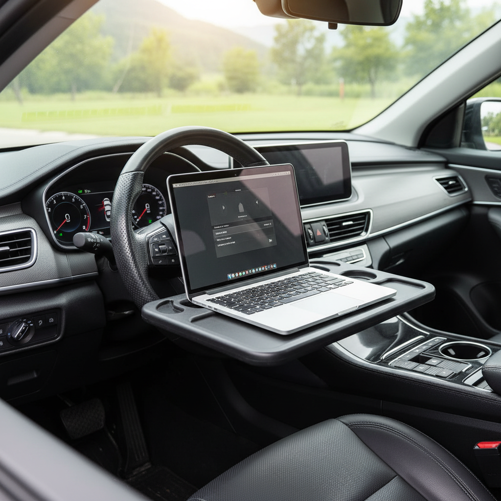 Car Steering Wheel Desk Tray – Laptop & Food Table for Car
